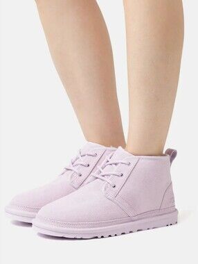 UGG Women's Neumel Boot lavender fog pastel purple lace up fur suede size 8
